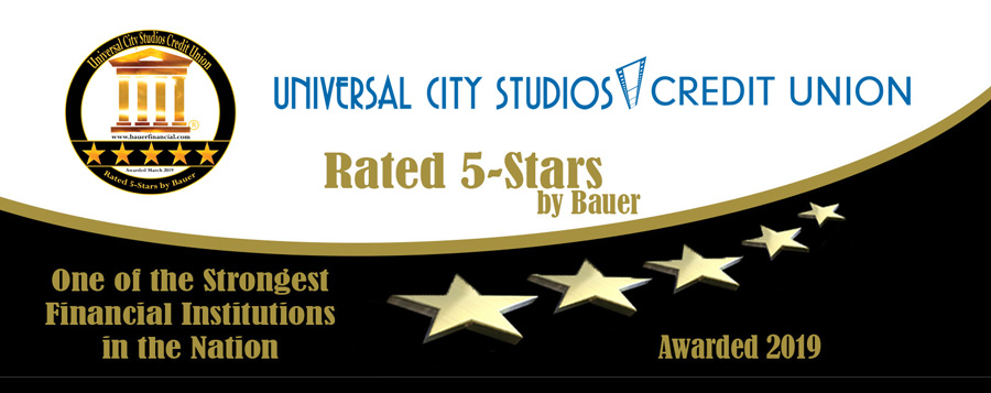 Universal City Studios was rated 5 stars by Bauer and deemed  One of the strongest financial institutions in the nation for 2019